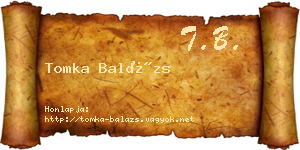 Tomka Balázs névjegykártya